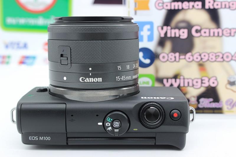 ขาย Canon EOS M100 + 15-45mm IS STM(สีดำ) สภาพสวยใหม่ มีประกันศูนย์3ปีถึง 04-05-65 จอทัชสกีน มีWIFIในตัว จอติดฟิล์มแล้ว อุปกรณ์ครบกล่อง